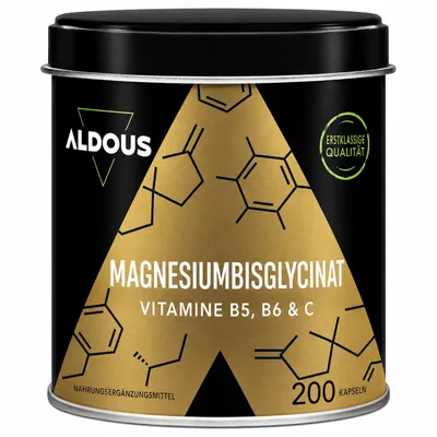 Immagine prodotto di Magnesio Bisglicinato - 200 Capsule - Vitamina C, B6, B5 - Magnesio ad Alta Biodisponibilità - Vitamine contro Stanchezza e Affaticamento