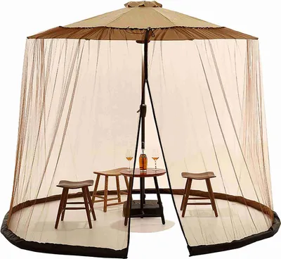 Image de Moustiquaire de terrasse extérieure pour véranda - filet à narguilé, 2,1-3,3 m, parasols pour 7-9 personnes