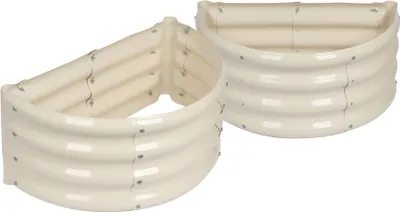 Produktbild von Halbrunde Hochbeete aus verzinktem Stahl – 60 cm x 30 cm – Elfenbein – 2er-Pack