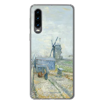 Produktbild von MuchoWow® Handyhülle Schutzhülle Hülle für Huawei P30 Montmartre: Mühlen und Gärten - Vincent van Gogh Silikon Softcase Handy Hülle - Kartenbesitzer