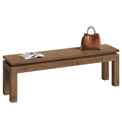 Immagine prodotto di Banco in legno massello lungo 150 cm, in stile rustico, ideale per l'ingresso, come panca da pranzo, o come seduta in legno naturale per soggiorno e camera da letto. Realizzato in legno massello