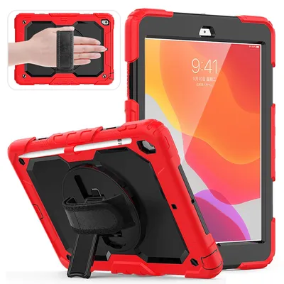 Produktbild von 4in1 Tasche für Apple iPad (7th Generation) 2019 10.2 Zoll Schutzhülle + Gestell Rot