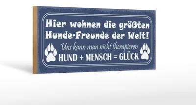 Produktbild von Holzschild Spruch 27x10cm Hund + Mensch = Glück