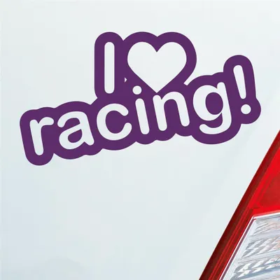 Produktbild von Auto Aufkleber I Love racing Tuning Lustig Spruch 15x8 cm Lila Sticker Heckscheibenaufkleber