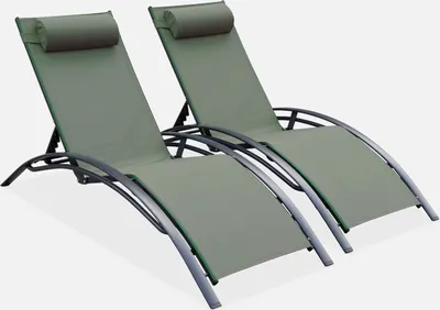 Immagine prodotto di Set 2 lettini prendisole in alluminio, verde