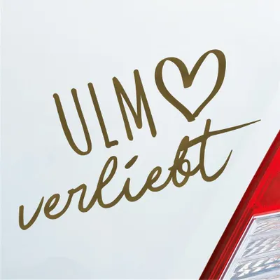 Produktbild von Auto Aufkleber Ulm verliebt Herz Stadt Heimat Liebe Car 19x10 cm Gold Sticker Heckscheibenaufkleber