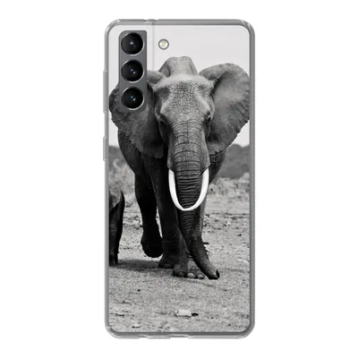 Produktbild von MuchoWow® Handyhülle Schutzhülle Hülle für Samsung Galaxy S21 Elefant - Kind - Schwarz - Weiß Silikon Softcase Handy Hülle - Softcase