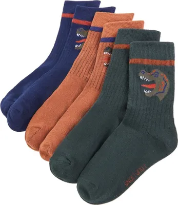 Produktbild von dkd-home-decor Kindersocken EU 23-26, 5 Paar, Dunkelgrün, Marineblau, Cognac