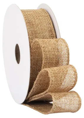 Juteband mit Draht, altgold, 25 mm x 9 m, für Deko