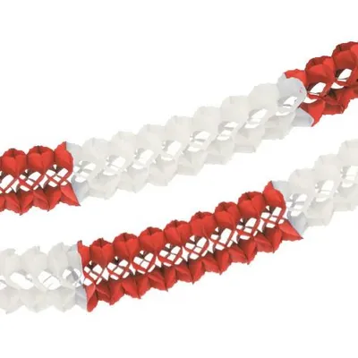 Produktbild von 20x Papiergirlande (Großraum) Ø 16 cm · 10 m rot/weiss schwer entflammbar