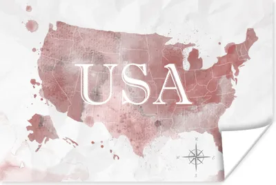 Produktbild von MuchoWow® Poster Karte - Amerika - Aquarell 90x60 cm - Schlafzimmer