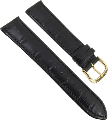 Produktbild von Barington Kroko-Print Uhrenarmband XS Kalbleder Krokooptik schwarz , Stegbreite:16mm, Schließe:Gelbgolden