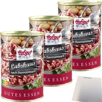 Produktbild von Hofgut Labskaus 35% Rindfleisch 3er Pack (3x400g Dose) + usy Block