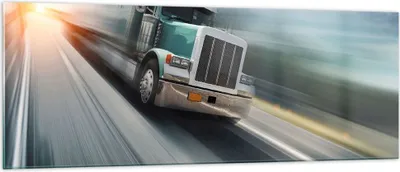 Produktbild von Bilder auf glas - LKW Straße schnell - 140x50cm - Glasbilder - Wandbilder - Kunstdruck - zum Aufhängen bereit - Wanddekoration aus Glas - Glas Bilder - Wandbild auf Glas - Einteilig - GAB140x50-0182