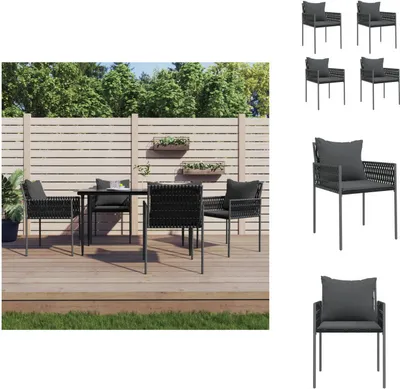 Obrázok produktu pre vidaXL Záhradné stoličky s vankúšmi 4 ks čierne 54x61x83 cm polyratan - Záhradné stoličky