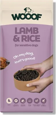 Produktbild von Hundetrockenfutter WOOOF Lamm und Reis 18KG Hypoallergenes Hundefutter glutenfrei kaltgepresst für sensible Hunde