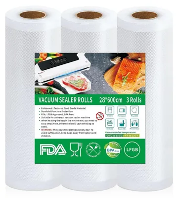 Produktbild von Vakuumierfolie 3 Rollen 28x600cm BPA-frei Reißfest 190µm für alle Vakuumierer Sous Vide