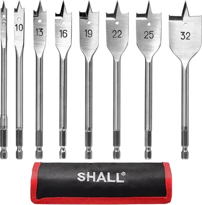 Image de Jeu de forets à bêcher bois 8 pièces 1/4 pouce Ø 6-32 mm queue six pans