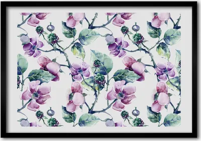 Produktbild von Bild - Bilder - Bilderrahmen - 70 cm x 50 cm - MDF-Rahmen, Wandkunst Blumen Brombeeren