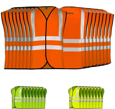 Produktbild von 8x Warnweste Sicherheitsweste Auto Sicherheitswarnweste Pannenweste, Farbe:Neon Orange, Größe:2XL