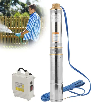 Produktbild von Izrielar 370W/0.5hp Tiefbrunnenpumpe Brunnenpumpe 4.5 Zoll bis 4000 L/h Sandverträglich Tauchpumpe Edelstahl Wasserpumpe Gartenpumpe mit Schaltbox