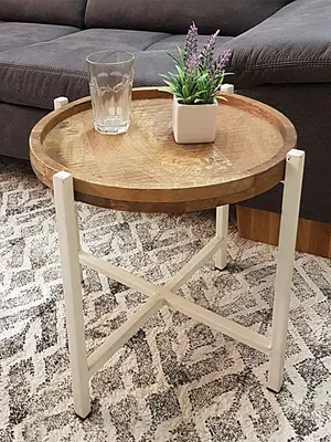 Produktbild von Soma Beistelltisch rund Couchtisch ø46xH45cm Sioux Metall-Gestell tabacco - white