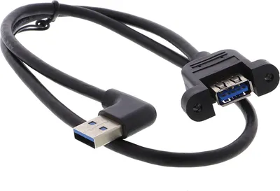 Produktbild von USB-A Stecker auf USB-A Buchse mit Befestigung - 60cm, Schwarz