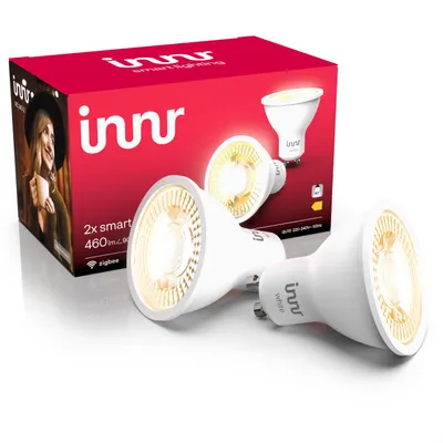 Immagine prodotto di Innr GU10 Zigbee smart lamp, funziona con Hue* e Alexa (è necessario un bridge), bianco caldo, faretto LED GU10 dimmerabile, lampada per casa intelligente, 460lm, confezione da 2 pezzi