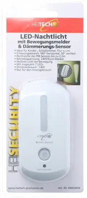 Obrázok produktu pre Nočné svetlo LED s detektorom pohybu a súmrakovým senzorom, PIR senzor do 2,5 metra, 7 LED diód, vhodné len na vnútorné použitie