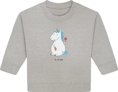 Produktbild von Mr. & Mrs. Panda Organic Baby Pullover Einhorn Baby 12. - 18. Monat - Heather Grey - Geschenk, Party, Eltern, Geburtstag, Einhörner, Unicorn, Bullover