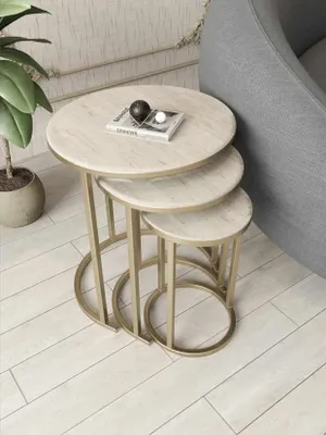 Obrázok produktu pre Skye Decor, Kvalitný konferenčný stolík (3 časti) – zlát a travertín, 100% melamín