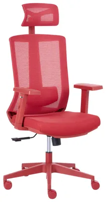 Zdjęcie produktu dla BELIANI Krzesło biurowe czerwone ergonomiczne regulowane podłokietniki i oparcie fotel do domowego biura