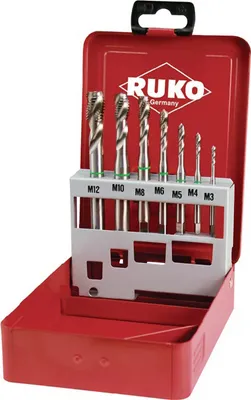 Produktbild von Ruko Maschinengewindebohrersatz DIN371 / 376-35Grad M3-M12 HSS-Co Metallkassette 7tlg. - 245062