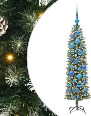 Obrázok produktu pre vidaXL Umelý tenký vianočný stromček zeleno-biely 120 cm