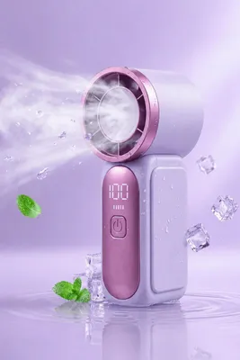 Produktbild von Mini Ventilator mit 6 Stufen, LED Display USB-C, 3000mAh Akku Handventilator tragbar, leise & stark für Alltag & Büro