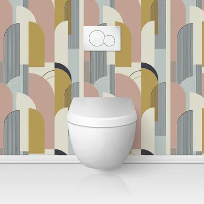 Image de Crédence adhésive sticker pour WC - Lumaléa - Arches Design - Adhésif + Protection BRILLANTE - 80x80 cm