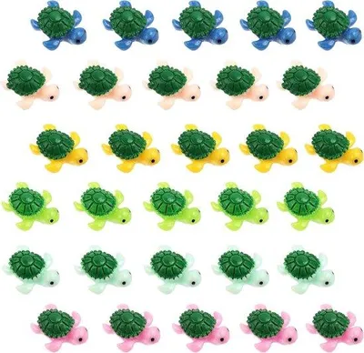 Immagine prodotto di Set di miniature in plastica - Tartarughe in miniatura - 30 pezzi - Decorazioni fai da te per giardino e casa delle bambole