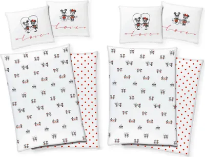 Produktbild von Disney Mickey & Minnie Mouse Partner Bettwäsche Doppelpack 80x80 + 135x200cm 100% Baumwolle mit Reißverschluss