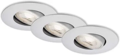 Immagine prodotto di Lampade da incasso a LED orientabili, set da 3, 5 W, plastica argentata, Ø 9 cm Briloner