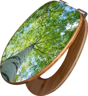 Produktbild von banjado Design WC Sitz Bambus Absenkautomatik -Zwischen Bäumen 5 - Toilettendeckel mit Absenkautomatik Holz/hochwertiger Bambus Klodeckel/WC-Sitz für alle gängigen Toiletten [TDB2 12877]