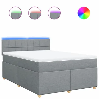 Image de vidaXL Lit boxspring avec matelas gris clair 160x200 cm Tissu