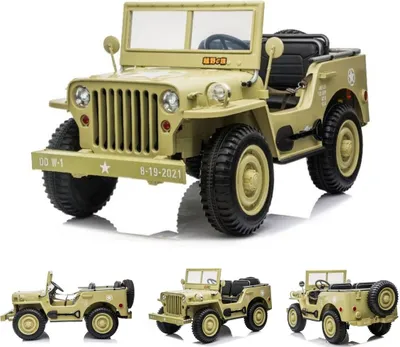 Immagine prodotto di Veicolo per bambini - Auto elettrica fuoristrada 3 posti con batteria 12V14A e 4 motori "Camouflage Green" 2.4Ghz+sedile in pelle+EVA