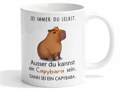 Image de Tasse à café avec l'inscription : "Sois toujours toi-même, sauf si tu peux être un capybara". Idée de cadeau amusante, en céramique
