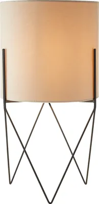 Productafbeelding van Brilliant staande lamp Atami, zwart, beige textiel, max. 28W, E27, met voetpedaal