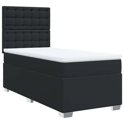 Produktbild von vidaXL Boxspringbett mit Matratze Schwarz 90x190 cm Kunstleder