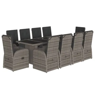 Obrázek produktu pro vidaXL 11dílný zahradní jídelní set s polštáři Grey Poly Rattan