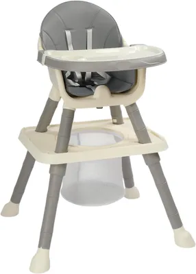 Produktbild von 7-in-1-Babyhochstuhl mit umwandelbarem Tisch-Stuhl-Set, Doppeltablett und Aufbewahrungskorb