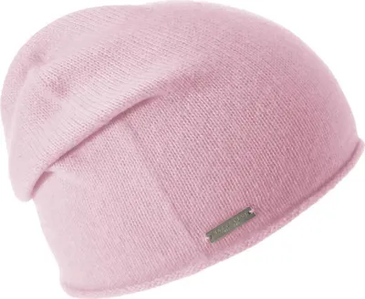 Seeberger Strickmütze-Beanie aus 100% Kaschmir mit Rollrand in rosa
