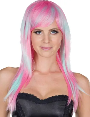 Produktbild von Pinke Strähnen Perücke Damen Karneval Fasching Kostüm Zubehör
