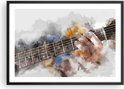 Produktbild von Gerahmtes Poster - Schwarzer Rahmen - Gitarre Musik - 70x50 cm - Wand Bild - Wanddeko - Wandbilder - Kunstposter - Wandposter - Bilderrahmen - Bilder - Kunstdruck - Wandbild - P2BAA70x50-3448